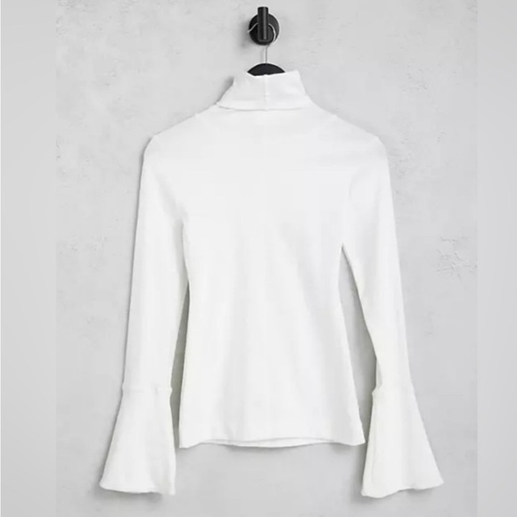 Free People Sydney Ribbed Turtleneck Bell Cuff Long Sleeve Top - Picture 4 of 8